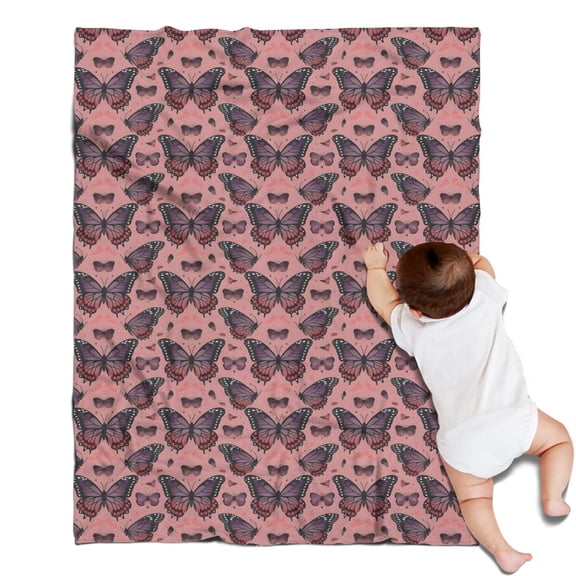 Pink Butterfly Pattern Blanket,Comfortable Soft Flannel Throw Blanket,All Season,Warm Lightweight Blankets for Sofa Bed Couch Living Room Chair,30"x40"