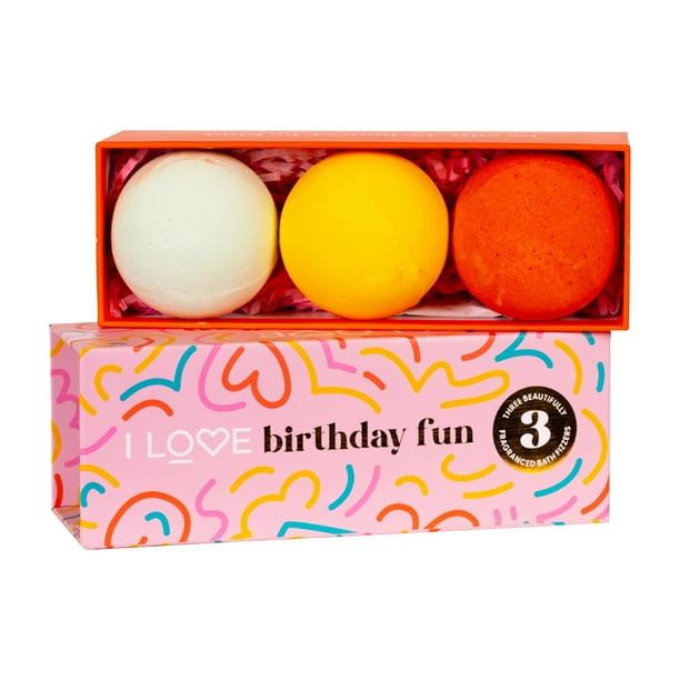 I Love Cosmetics Birthday Fun Bath Fizzer Pack, Bombas de Baño, 3 Piezas