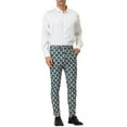 thumbnail image 2 of INSPIRE CHIC Men's Casual Geometric Printed Color Block Flat Front Dress Pants 32 Green, 2 of 7