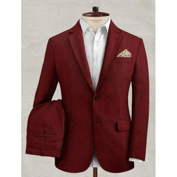 Burgundy Seersucker Suit - Summer Suit
