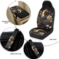 thumbnail image 5 of Xoenoiee Raven Crow Butterfly Flower Moon Star Print 5 Pcs Car Seat Full Set PU Leather Car Accessories for Women 2 PCS Front Rear Seat Covers 2 Pcs Auto Seat Belt Cover 1 Pc Car Armrest Cover Pad, 5 of 7