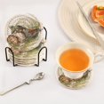 thumbnail image 5 of Haosy Set of 6 Drink Woven Coaster with Holder Heat Resistant Non-Slip Bar Coasters 4 Inches Turtle on Wooden Pile, 5 of 7