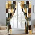 thumbnail image 2 of Cozy Line Andy Brown Olive Vintage Farmhouse Real Patchwork Window Curtains with Tie Backs Set, 84" x 50", 2 Panels, 2 of 4