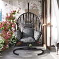 thumbnail image 3 of TQKVIPI Oversized Hanging Egg Chair Outdoor Indoor, Wicker Swing Egg Chair with Stand  Rain Cover UV Resistant Cushion 400lbs Capacity for Bedroom, Patio, Garden and Balcony (Black-Regular), 3 of 12