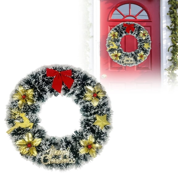 Christmas Wreath 10 Inch, Pre-Decorated Front Door Wreath for Home Office Church, Xmas Wall Hanging Indoor Holiday Decor