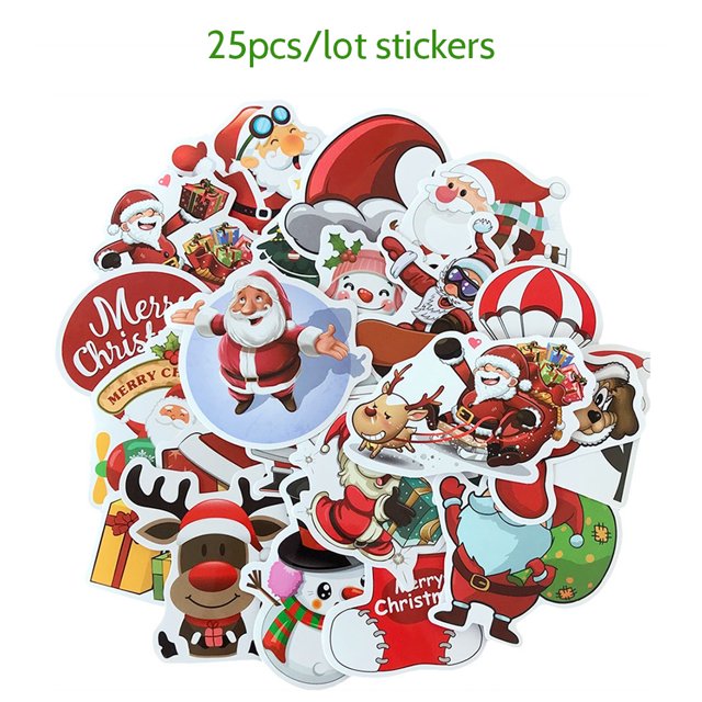 leyfeng 25 unids/lote Feliz Navidad 3D cartón burbuja pegatina Santa Claus hinchado impermeable pegatina Navidad decoración regalos
