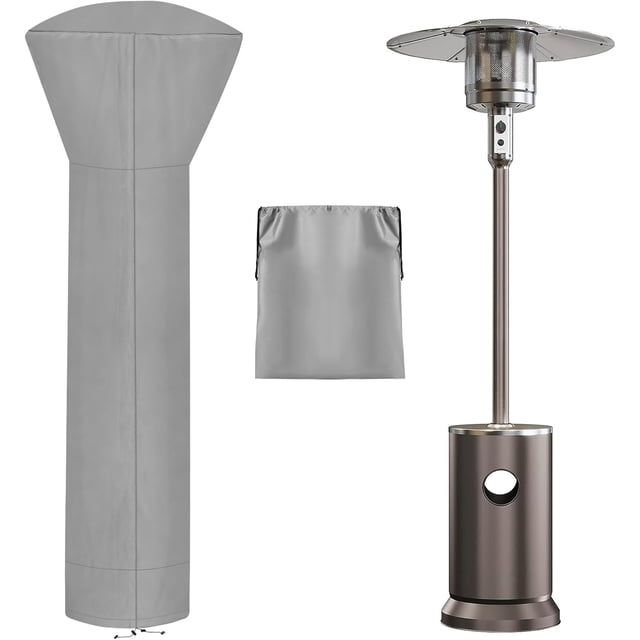 Housses Imperméables pour Chauffage de Patio Extérieur avec Fermeture Éclair et Sac de Rangement, Housse de Chauffage Robuste au Propane Antipoussière, Résistante aux UV et Coupe-Vent pour Chauffage sur Pied, 1 Paquet-89hx33dx19b Pouces Gris