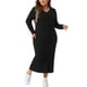 thumbnail image 2 of Vestido de talla grande Agnes Orinda para mujeres, con cuello en V, manga larga, de punto acanalado, con botones, vestido ajustado 3X negro, 2 of 6