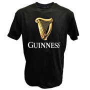 Guinness Classic Black T-Shirt for Men with an Irish Gold Harp Design 100% Cotton