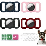 4PCS Silicone Case Compatible with Apple Airtags for Dog Collar, Air Tag Protective Cover Soft AirTag Holder for Dog