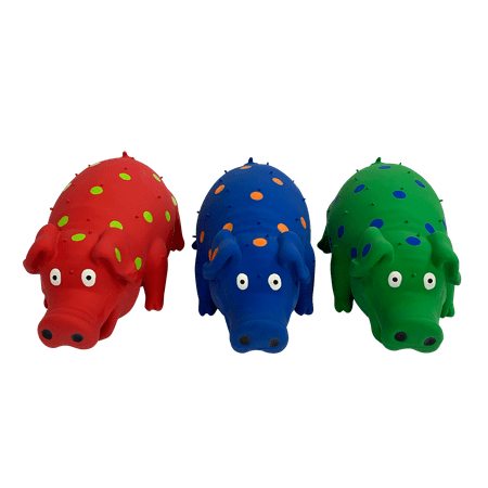 Vibrant Life Playful Buddy Pigglesworth Grunting stuffed Latex Pig Dog Toy, Color May Vary, Chew Level 1