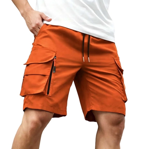 Dagugfen Cargo Shorts for Men 8" Inseam Loose Fitted Elastic Waist Drawstring Summer Outdoor Climbing Shorts with Multi Pockets