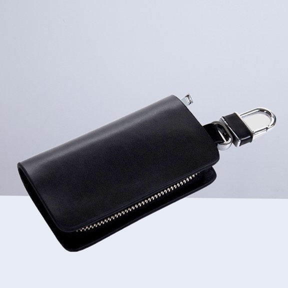 MUSEYA Key Fob Pouch PU Leather Black 1Pack for Daily Use Travel Men Women