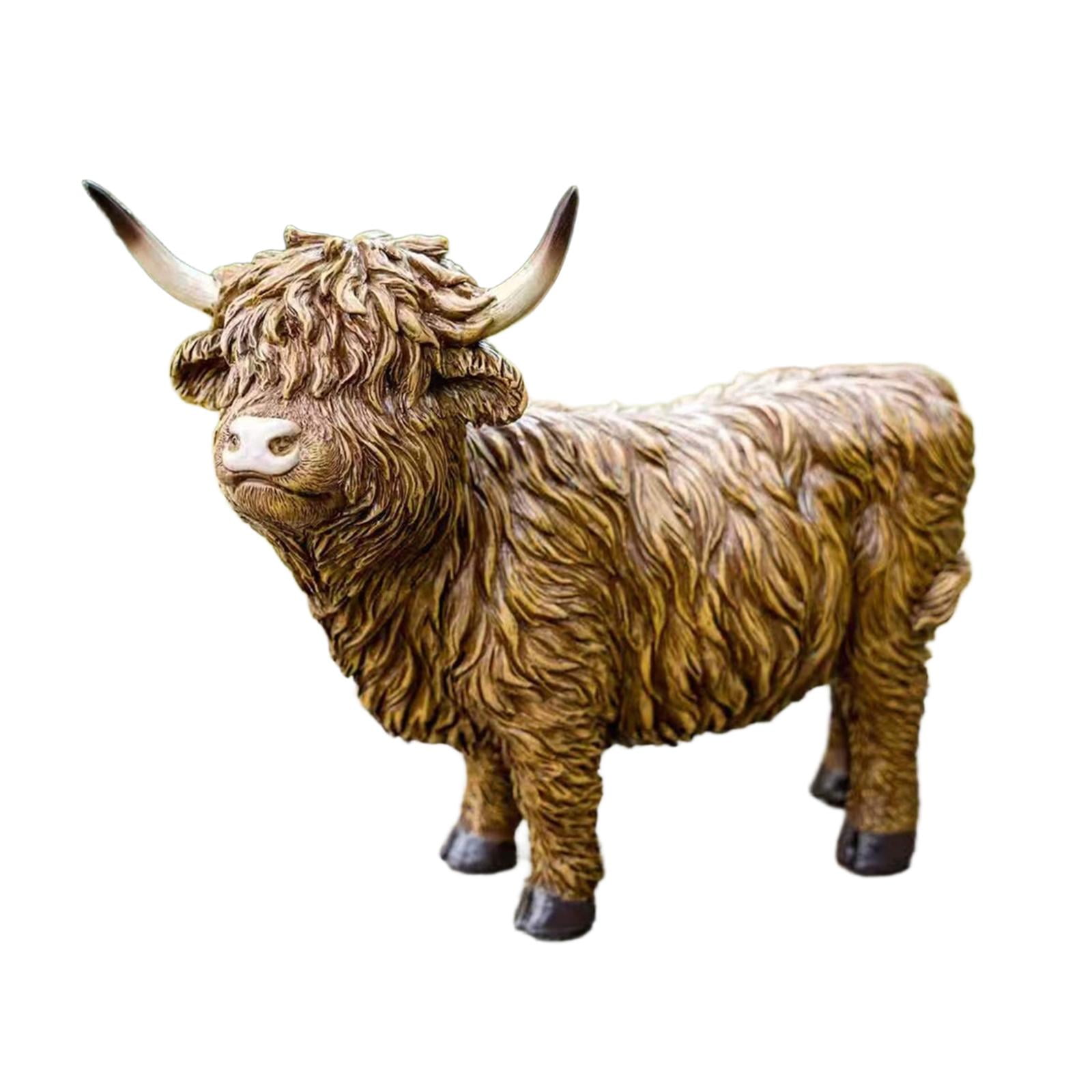 Highland Cow Figurine Animal Sculpture Garden Statue Resin Material for Home Office Bedroom Decor