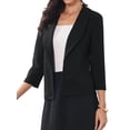 thumbnail image 4 of INSPIRE CHIC Women's 3/4 Sleeve Cardigan Blazer Shawl Collar Open Front Lightweight Stretchy Jackets Black S, 4 of 5