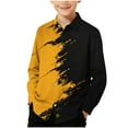 thumbnail image 2 of LJEFF Boys' Long-Sleeve Shirt, Collar Button Down Bold Brushstroke Print Spring and Fall Casual Tops for Kids Yellow Size 5-6 T, 2 of 7