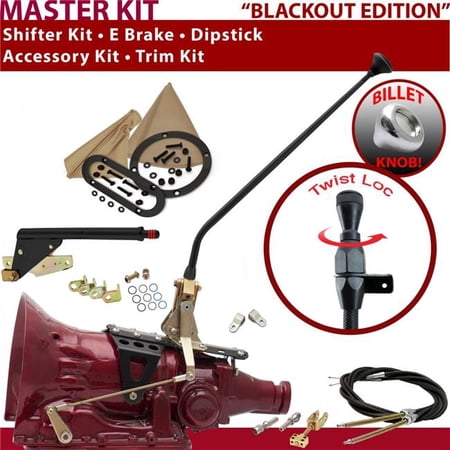 American Shifter AOD Shifter Kit Black 23 in. E Brake Cable Clevis Trim Kit Dipstick for F41E6