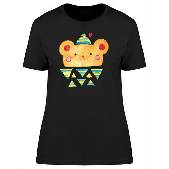 Cute Watercolor Bear Doodle T-Shirt Women -Image by Shutterstock, Female Large