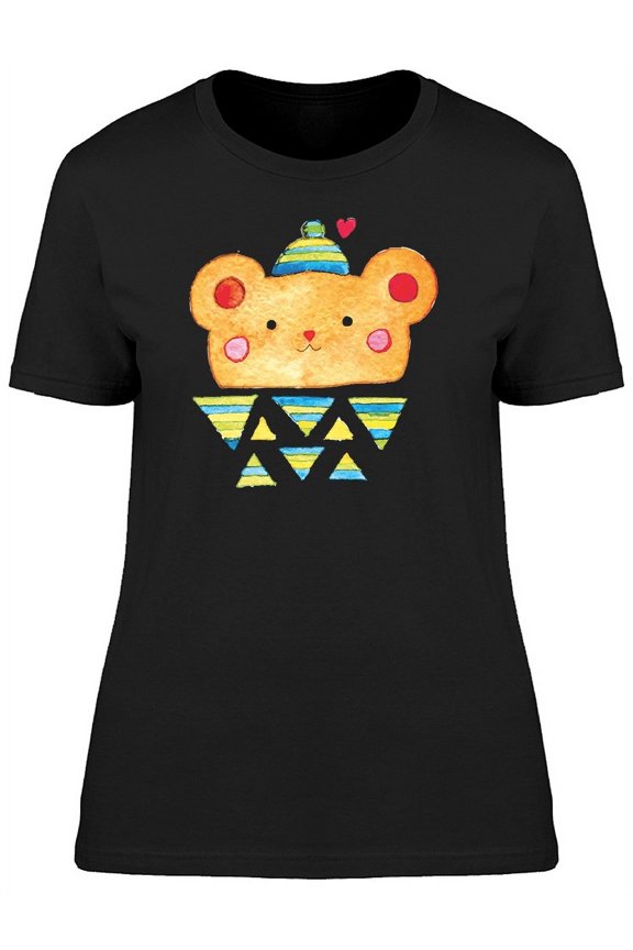 Cute Watercolor Bear Doodle T-Shirt Women -Image by Shutterstock, Female Large