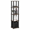 thumbnail image 2 of Furinno TURN-N-TUBE 5-Tier Square Open Frame Corner Shelf with Bin Amber Pine, 2 of 4