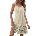 thumbnail image 1 of V Cuello Vestido Casual para las Mujeres Estilo Étnico de Verano Impresión de Flores Camis Vestido sin Mangas, Vestido Bohemio Ligero, 1 of 5