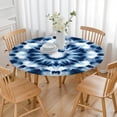 thumbnail image 3 of Blue Tie Dye Mandala Pattern Round Fitted Tablecloth with Elastic Edge,Dining Table Cover Waterproof,Outdoor Round Tablecloth for Camping,Dining,Indoor and Outdoor, 3 of 7