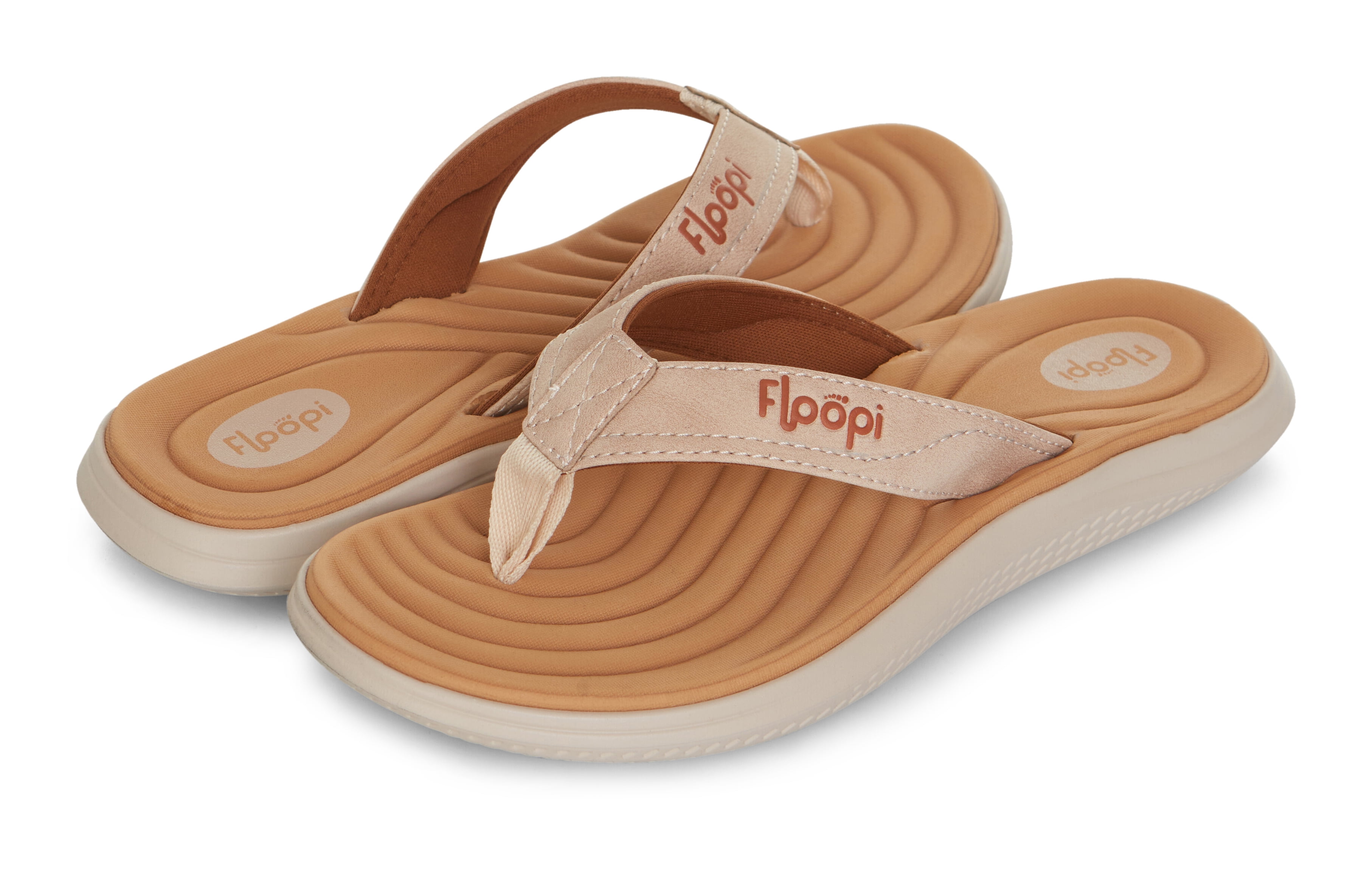 Flip Flops for Women Durable Memory Foam Textured Insole Sandals Ladies Beach Sandals with Indoor & Outdoor Anti Skid Soles, Color Beige, Size 11