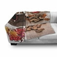 thumbnail image 3 of Coffee Soft Flannel Fleece Blanket, Coffee Themed Collage of Mugs Polka Dots Flowers Beans Muffins Close up Photography, Cozy Plush for Indoor and Outdoor Use, 50" x 70", Brown Red, by Ambesonne, 3 of 6