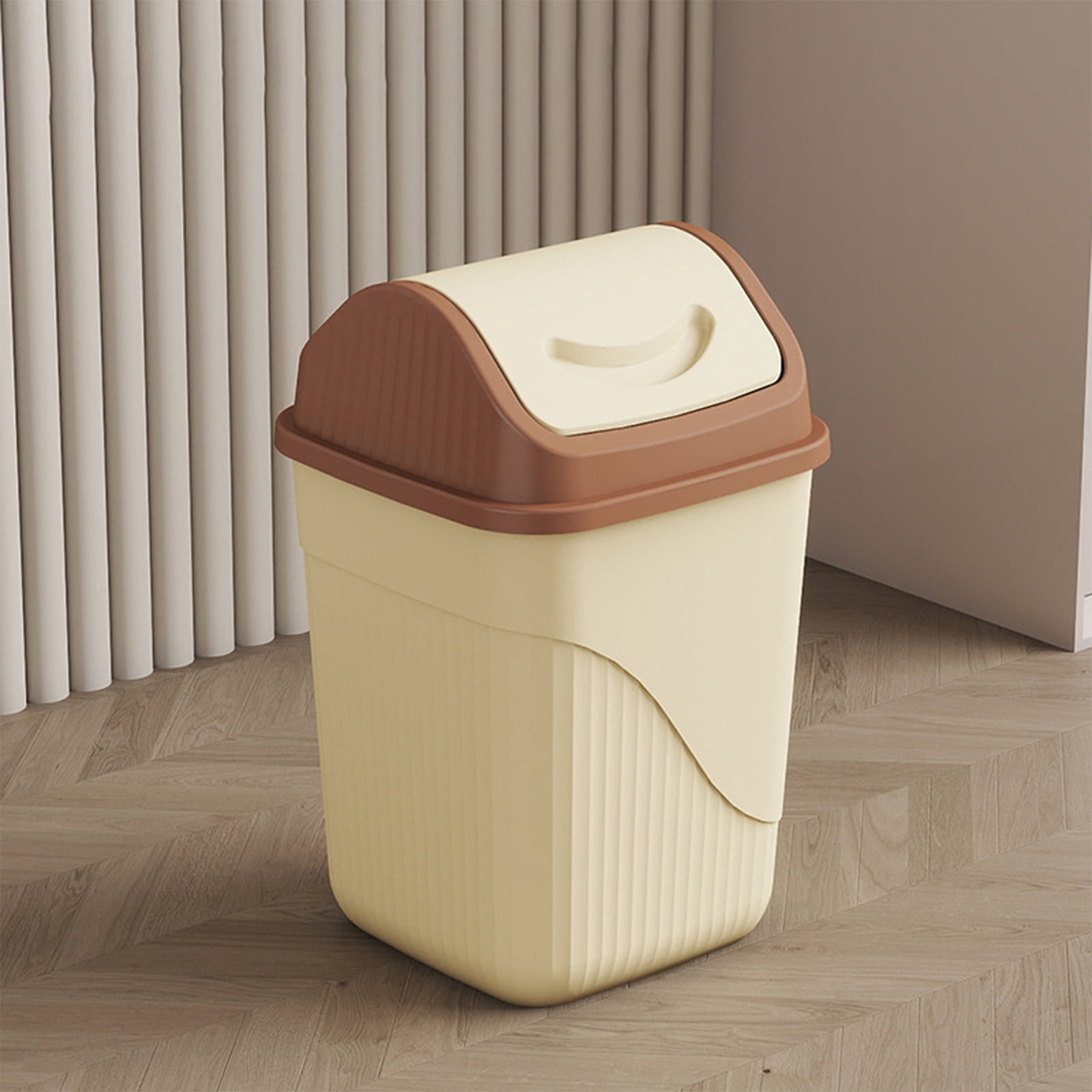 COM1950s Trash Can with Swing Lid,Odor Control Waste Bin for Bathroom and Office,Compact Size Plastic Garbage Bin for Small Spaces