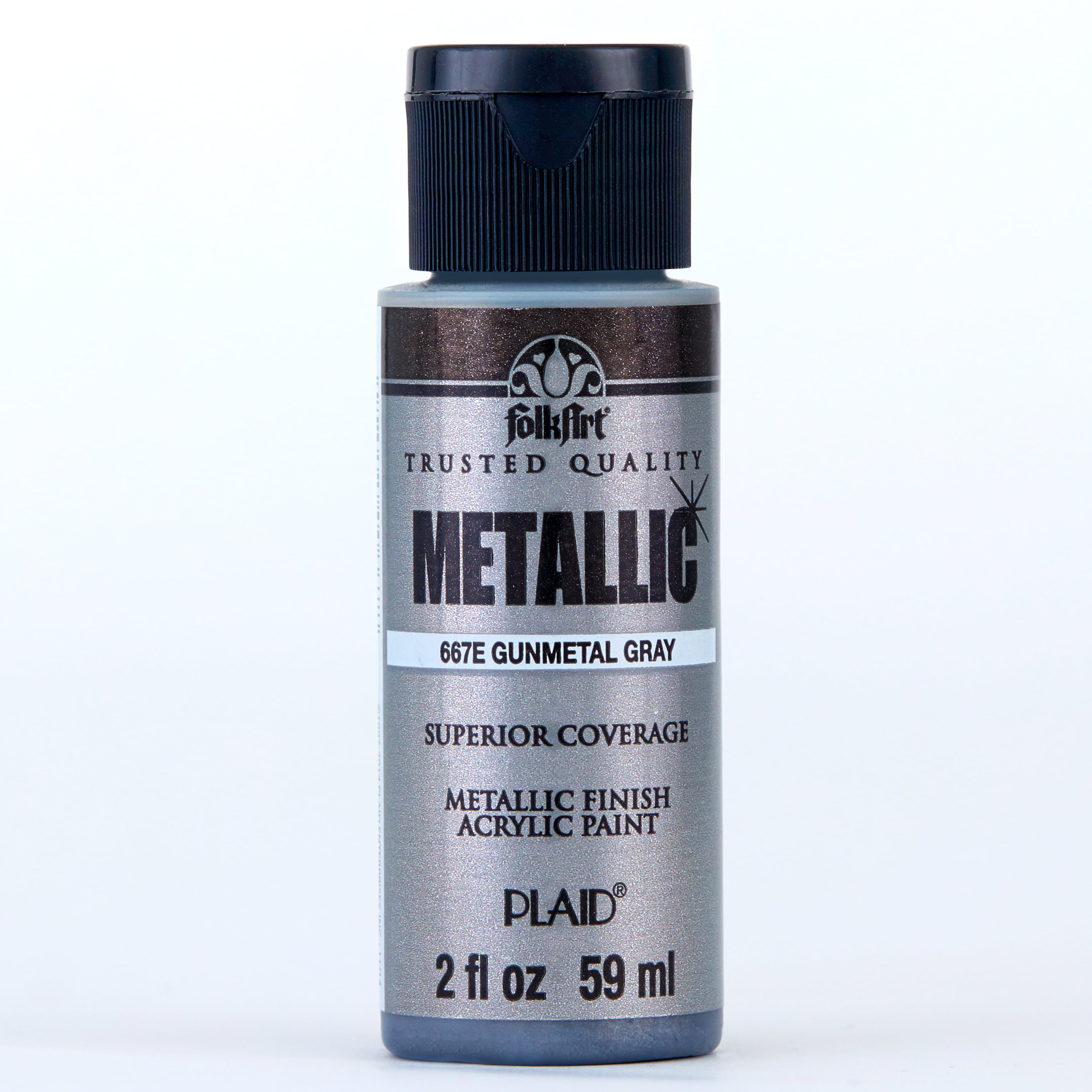 FolkArt 667E Metallic Acrylic Craft Paint, Metallic Finish, Gunmetal Gray, 2 fl oz