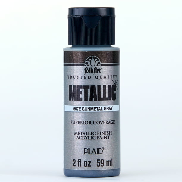 FolkArt 667E Metallic Acrylic Craft Paint, Metallic Finish, Gunmetal