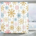 thumbnail image 5 of Mizhona Winter Snowflakes Shower Curtain Christmas Theme Snow Bathroom Curtain Set with Hooks Decor 72"X72", 5 of 6