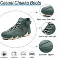 thumbnail image 2 of Men's Outdoor Casual Chukka Boots Handmade Leather Upper Waterproof Sneakers Lightweight for Hiking Wear-resistant Shoes Green 9 US, 2 of 7