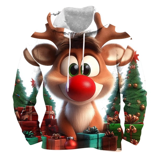 Sudadera con capucha para hombre, estilo moderno, con estampado navideño de vendaje, manga larga, deportiva, con bolsillo, blusa de poliéster