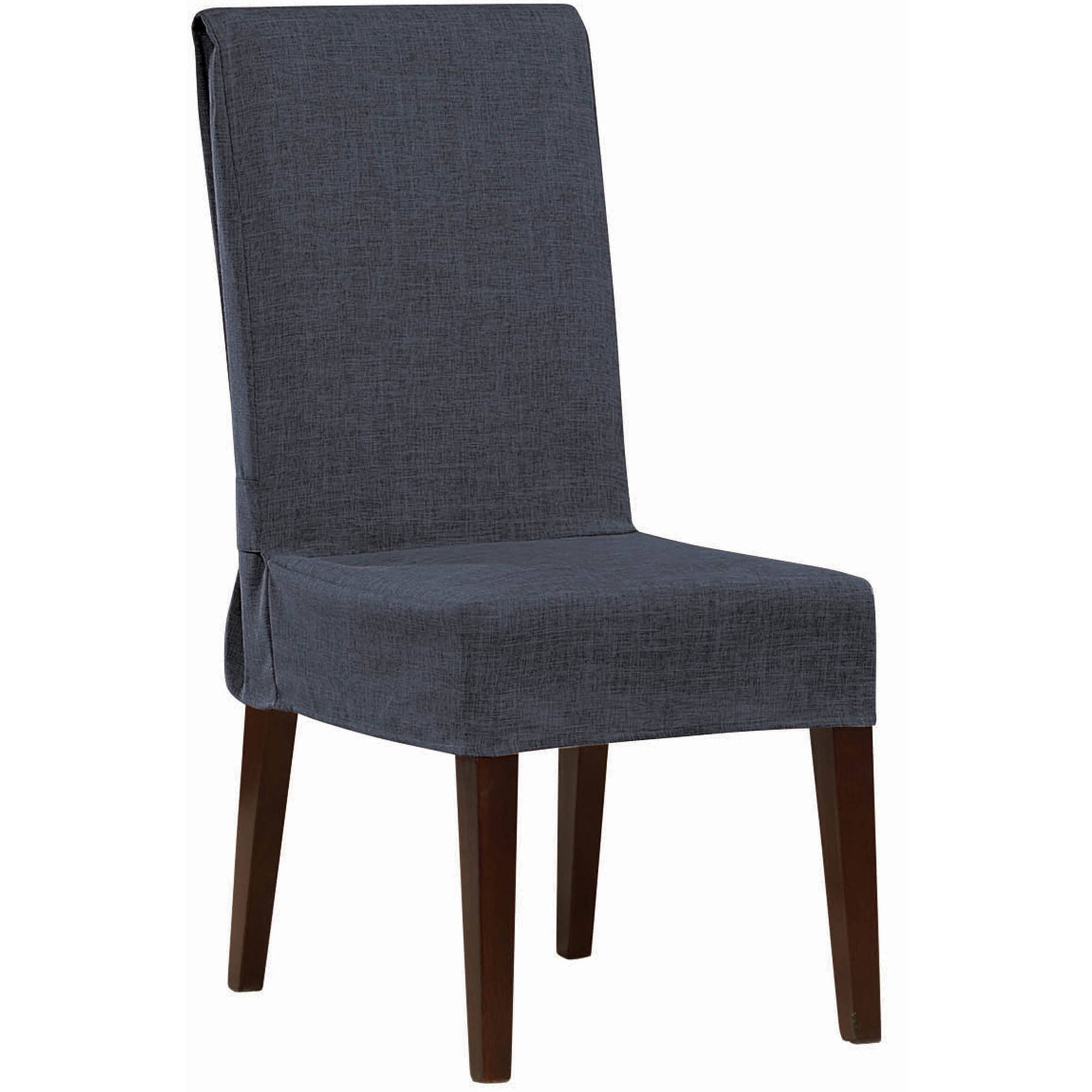 Sure Fit Textured Faux Linen Short Dining Room Chair Cover
