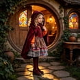 thumbnail image 4 of Faraee Girls Little Red Riding Hood Theme Dress Set Sleeveless Dress with Cloak Kids Festival Birthday Party Outfit Size 3-12 Years, 4 of 8