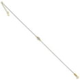 thumbnail image 2 of Real 14kt White Gold Ropa Two-tone Diamond Cut Bead 9in Plus 1in Ext. Anklet; for Adults and Teens; for Women and Men, 2 of 3