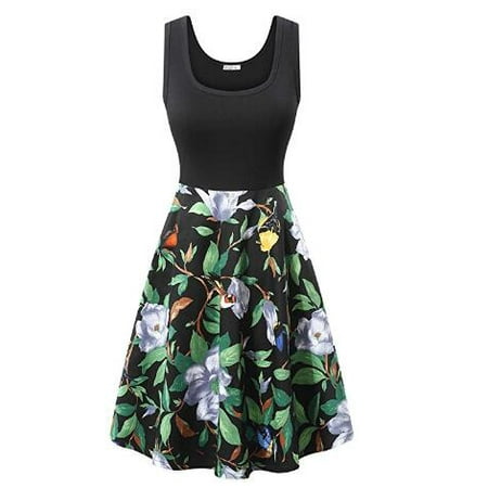 MISSKY Women Vintage Scoop Neck Sleeveless A-line Sexy Cocktail Party ...