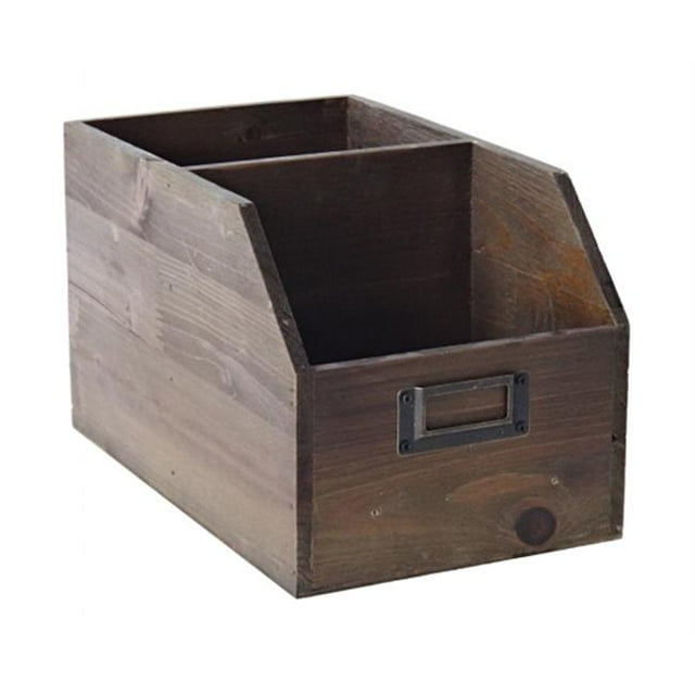 Cheung s FP-3763 Wooden Organizational box with 2 Storage Compartments and Label Slot