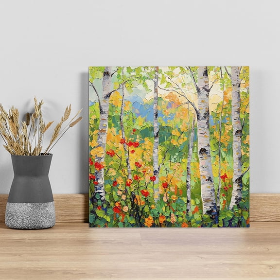 Green Oil Painting Wall Art Painting on Canvas, Modern Abstract Art Summer Botanical Canvas Art Home Prints Wall Art Framed Modern Artwork for Living Room Bedroom Wall Decor 20x20in