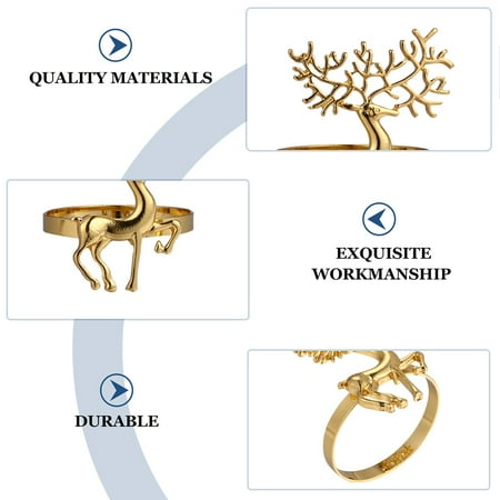 

Christmas Decorations Gold Napkin Ring Durable Delicate Deer Napkin Ring Holder for Restaurant Christmas Party Dinner