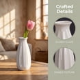 thumbnail image 2 of Unique Bargains Small Ceramic Matte Ribbed Flower Vase White 2.4"L x 2.4"W x 5.1"H, 2 of 5