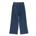 thumbnail image 6 of OSOLU Girls Pants Wide Elastic Waist Side Pockets Wide Leg Kids Casual Trousers Navy, 6 of 9