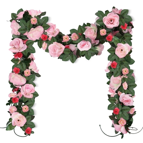 YOLETO Artificial Silk Roses Wedding Decor, 4-Pack (Mix Pink)