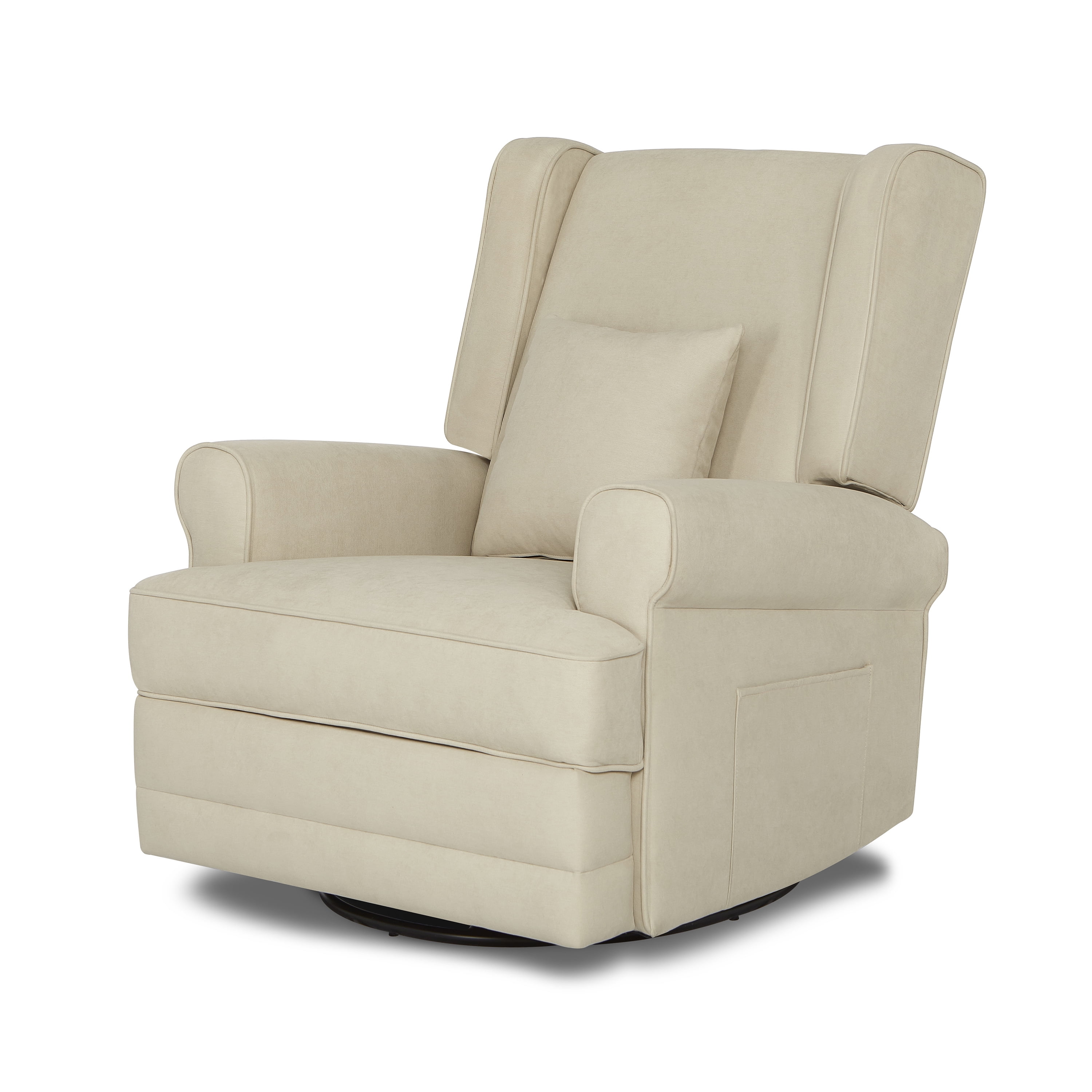 Evolur Melbourne Wing Back Swivel Glider I Nursery Glider I Durable Soft Fabric I Bonus Pillow In Shell