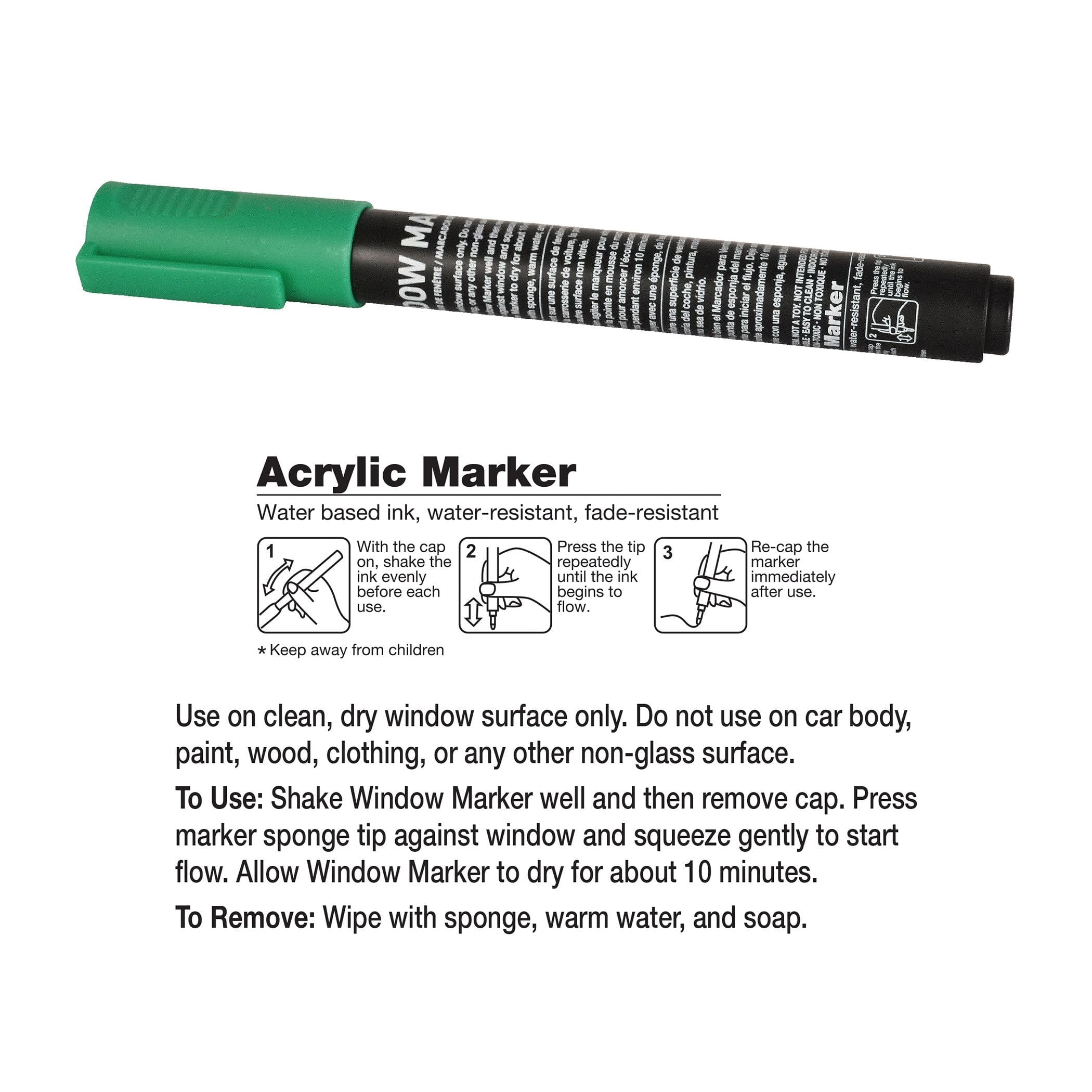 24 Pack Bulk Green Washable Window Marker Indoor & Outdoor Fun
