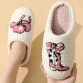 thumbnail image 2 of Rokment Women's Slippers Cozy Fuzzy Warm Butterfly Memory Foam House Shoes for Bride Bedroom Home Slip on Winter Indoor Outdoor Pink Size 10, 2 of 5