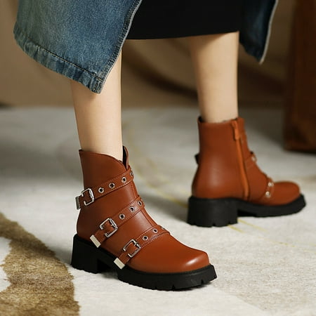 

AXXD Mid-Calf Boots Water Shoes For Women Flat Ankle Boots Mid-Calf Girl Ladies Thanksgiving Day 2022 Platform Boots Shoes For Clearence