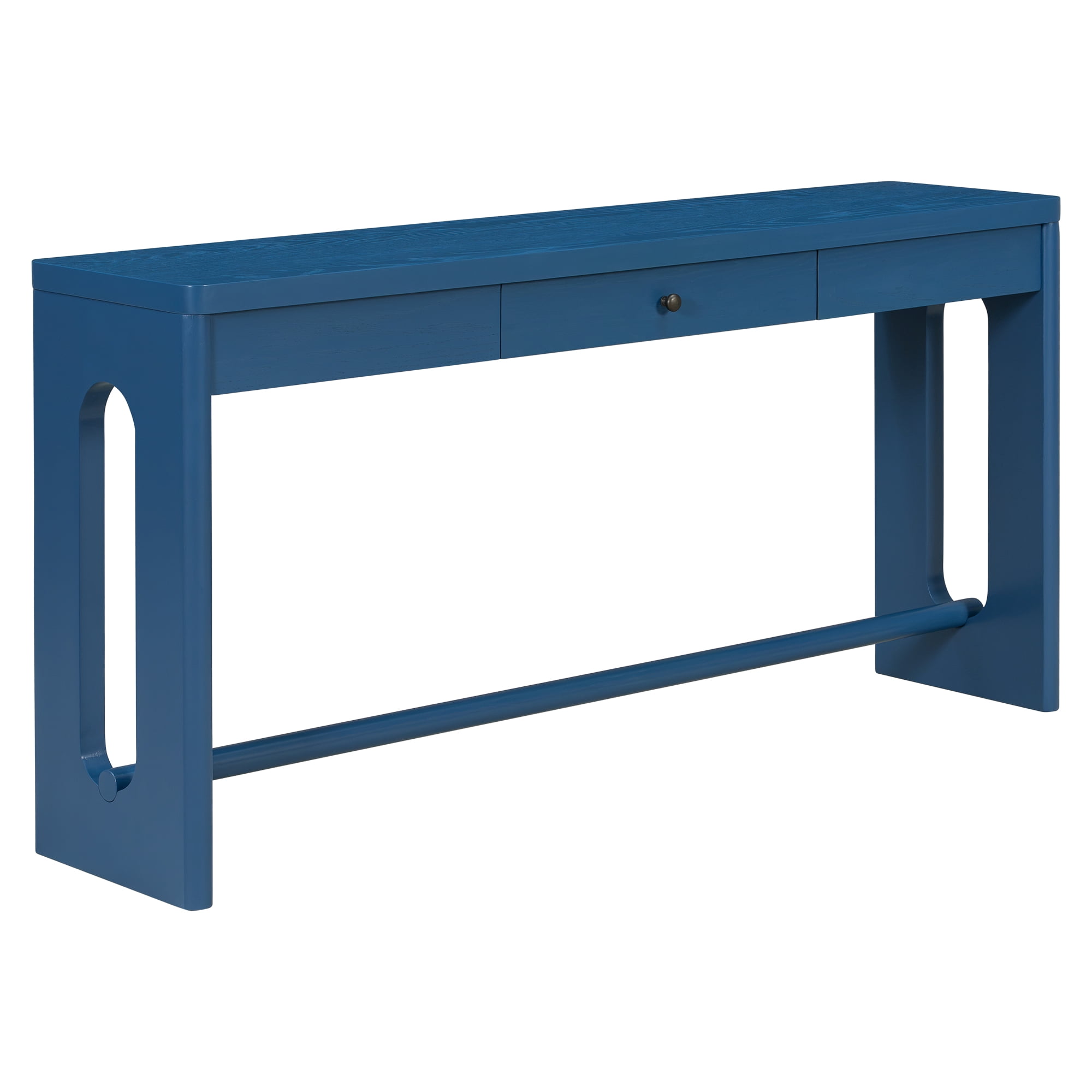 Euroco 59.8" Wood Console Table with Drawer,Modern Narrow Entryway Table with Oval Cutout Leg for Living Room, Foyer,Sofa Table Behind Couch,Navy Blue