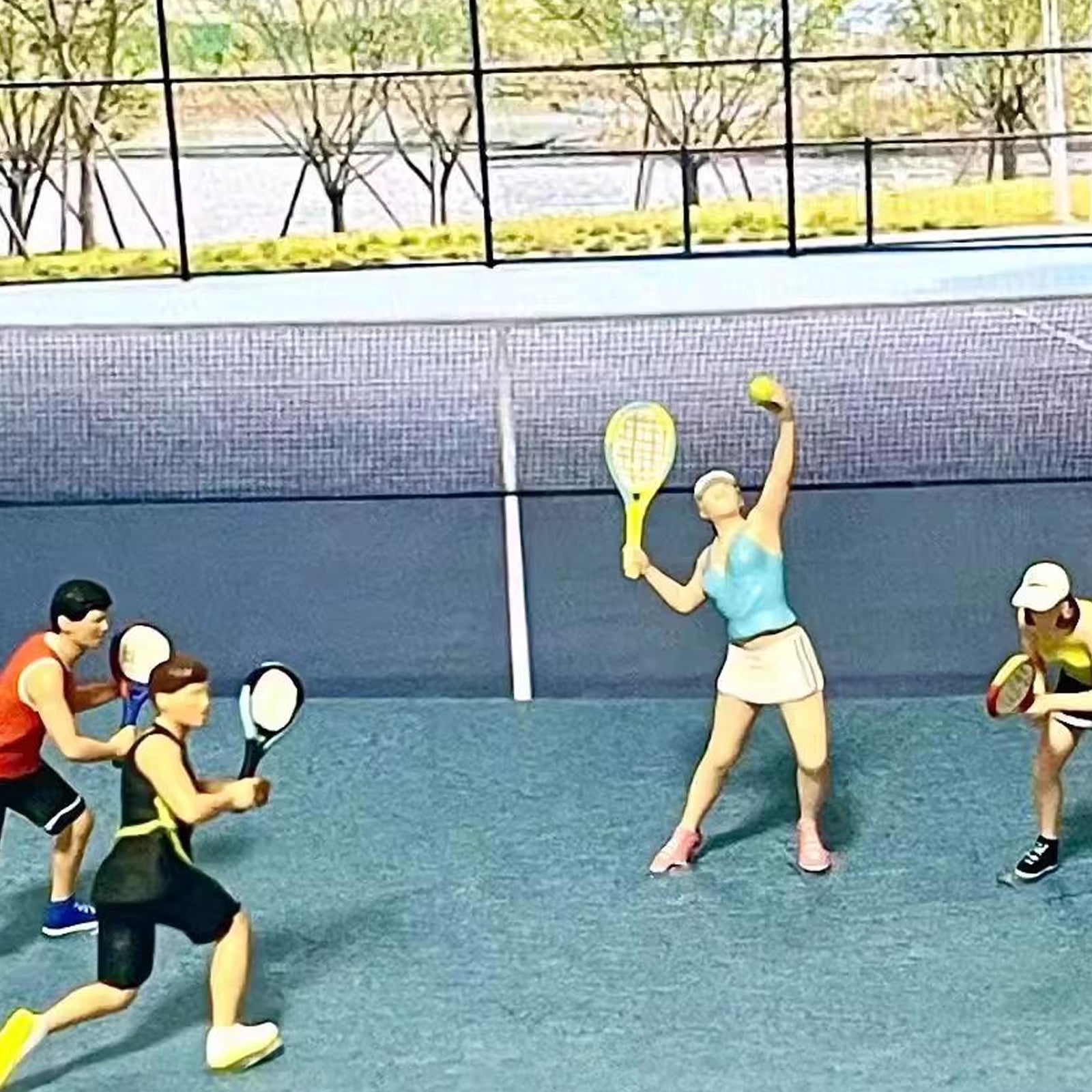 1:64 Scale Hand Painted Resin Figures Miniature People for Dioramas Props,Photography Collector Tennis Player Figure Model